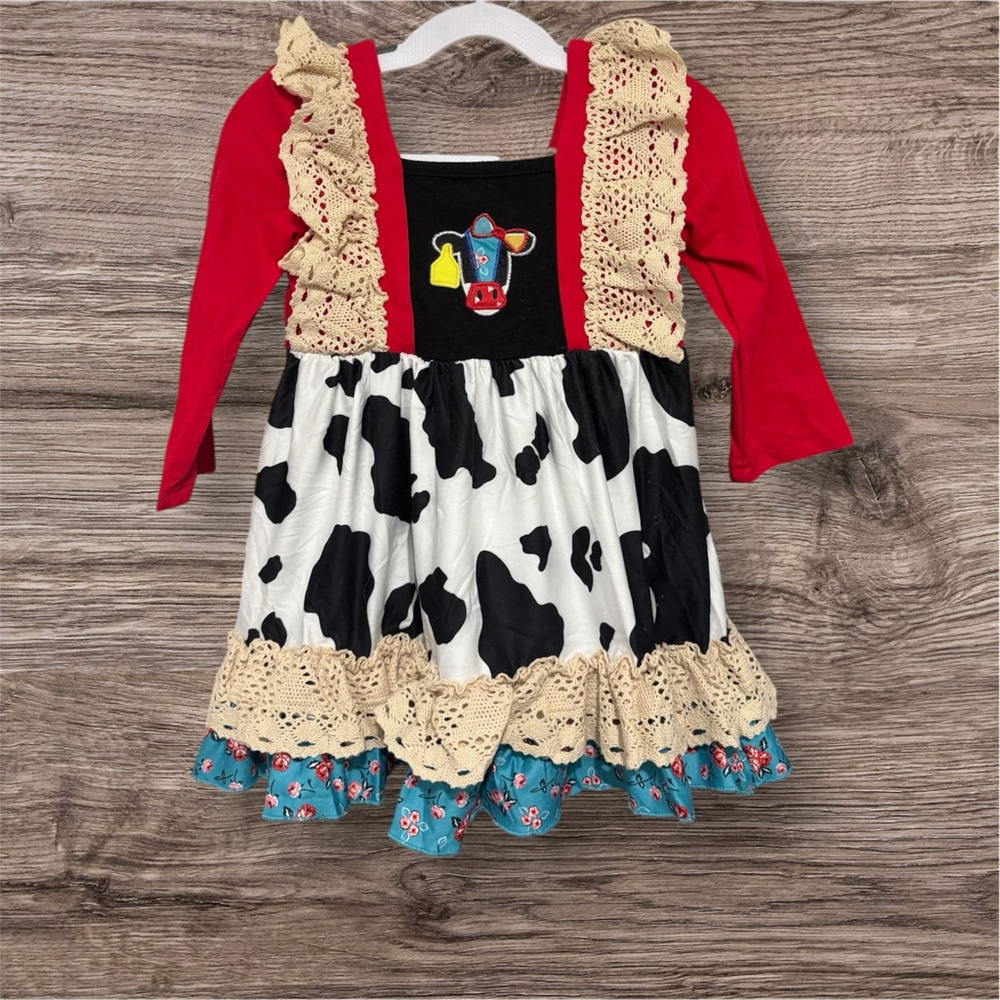 Girls country cow dress sz 4/5